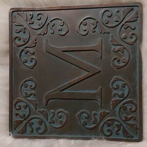 NWT "M" Stepping Stone Wall Hanging, Verdigris Finish Vine Motif, 3 Available